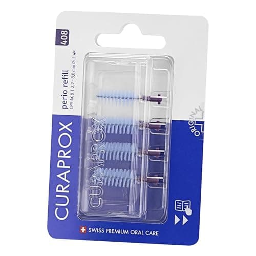 Image of Curaprox Interdental Brush Refills CPS 408 Perio – for Wide Interdental Spaces & Gum Care | Ultra-Fine Filaments for Gentle Cleaning |Purple| 4-Pieces | Designed in Switzerland