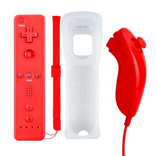 Image of QUMOX Nunchuck Remote Controller and Joystick Compatible with Wii/Wii U (Red)