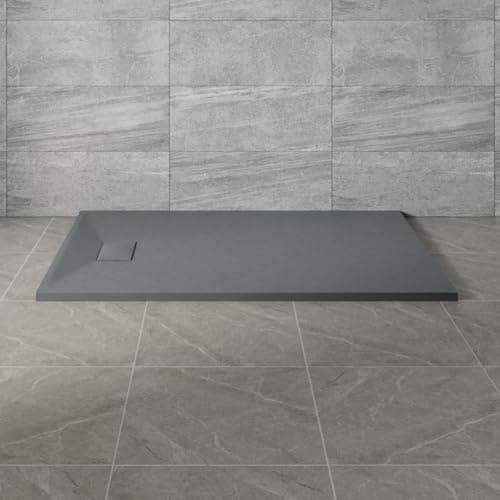 Image of NRG 1300x900mm Anthracite SMC Rectangle Shower Tray Slip-Resistance Bathroom Shower Enclosure Base Tray