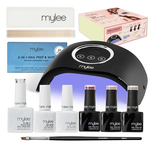Image of Mylee Mini Kit - Professional Nail Care Set for Beginners at Home – Includes LED Nail Lamp, Nail Gel Polish, Base Coat, Top Coat and Accessories