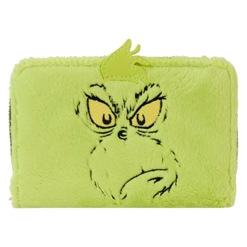 Image of Loungefly Dr Seuss Plush Grinch Glow Cosplay Zip Around Wallet