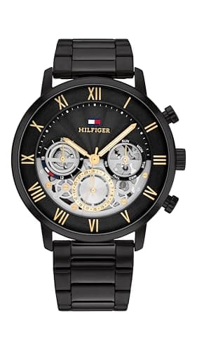 Image of Tommy Hilfiger Analogue Multifunction Quartz Watch for Men with Black Stainless Steel Bracelet - 1710706