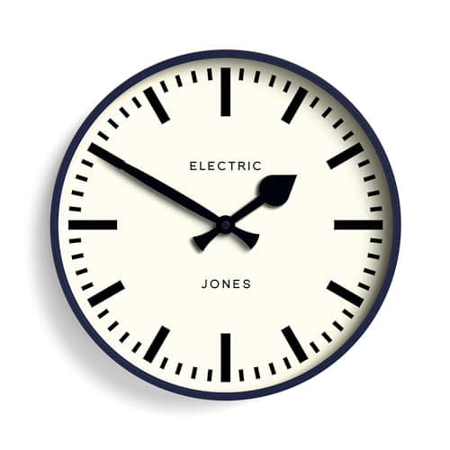 Image of Jones Clocks® Tiger wall clock | Modern round station clock | 30cm | Dark blue | Cool designer look for kitchen, living room or office