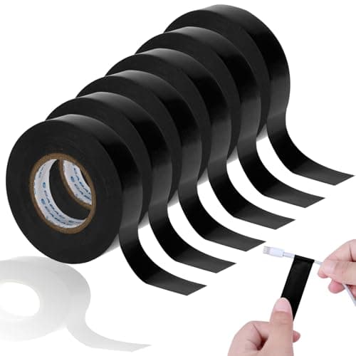 Image of Jiujuda9 6 Rolls Black Electrical Tape, Strong PVC Insulation Tape Waterproof, 20mm x 20m Multipurpose Self-Adhesive PVC Electricians Tape for Insulating Repairing Protecting Electrical Wires