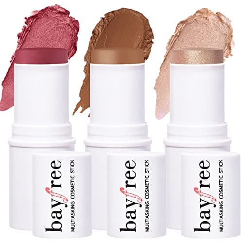 Image of KIMUSE Multi Stick Trio Face Makeup, Cream Blush Stick for Cheeks & Lips, Contour Stick & Highlighter for All Skin