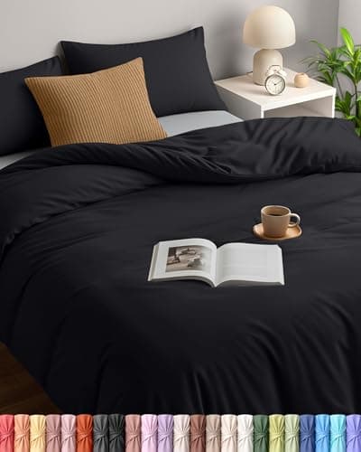Image of Utopia Bedding Duvet Cover Double with Pillow cases - Soft Microfibre Polyester - Bedding Quilt Cover Set (Black)