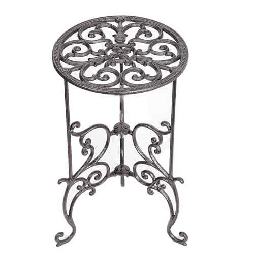 Image of Sungmor Heavy Duty Cast Iron Potted Plant Stand,19.3-Inch 1 Tier Metal Planter Rack,Decorative Flowerpot Holder,Vintage & Rustic Style Indoor Outdoor Garden Pots Container Supports
