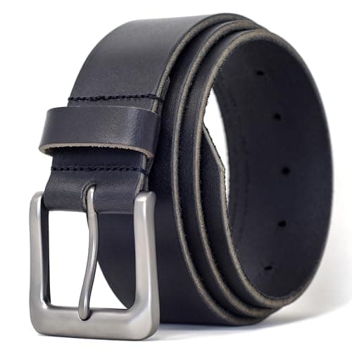 Image of Ashford Ridge Men’s Full Grain Leather Belt - Heavy Duty 1.5” Casual & Work Leather Jeans Belt with Matte Metal Buckle - Made in England - Black Medium