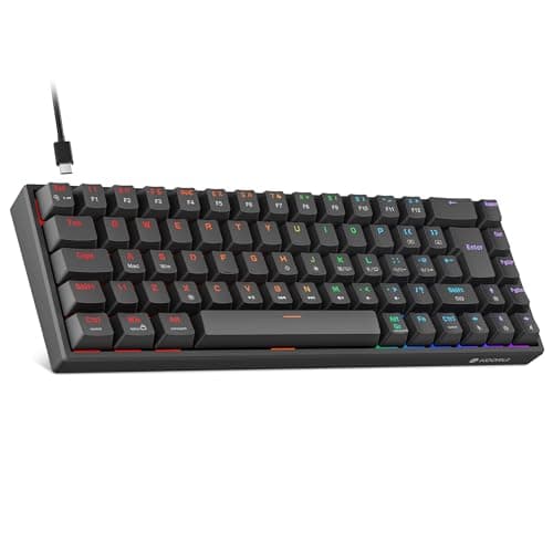 Image of KOORUI 60% Mechanical Gaming Keyboard, Mixed Colors LED Backlit Ultra-Compact 69 Keys, Mini Wired Keyboard with Red Switch for Windows Laptop PC/Mac OS/Xbox-BLACK(Red Switch)