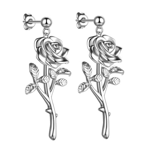 Image of SEIHOP Rose Stud Earrings Flower Earring Elegant Silver Plated Jewelry Gifts for Women KE0065W