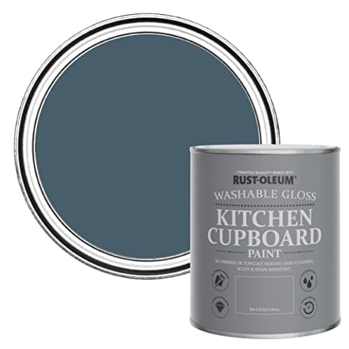 Image of Rust-Oleum Blue Kitchen Cupboard Paint in Gloss Finish - Blueprint 750ml