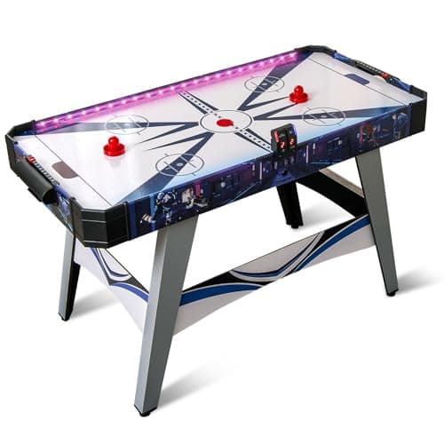 Image of COSTWAY 54 inch Air Hockey Table, 12V Powered Hockey Arcade with LED Scoreboard, Lights, 2 Pucks, 2 Pushers, for Kids Adults, Game Room, Home, Office