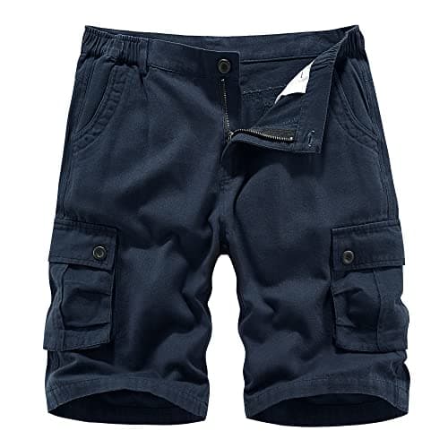 Image of APTRO Mens Cargo Shorts Combat Casual Cotton Shorts with Multi Pockets Workwear Navy CS05 32