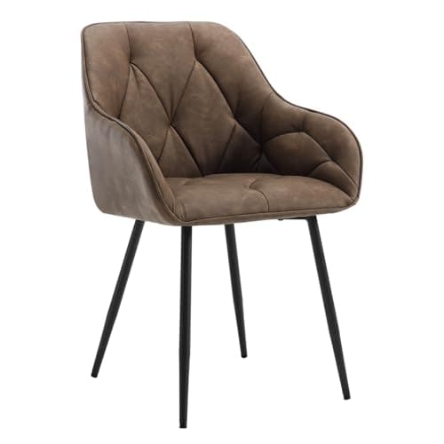 Image of WOLTU Dining Chair Kitchen Chair Upholstered Living Room Chairs with Backrest, Armrests, Metal Legs, Ergonomic Chairs for Lounge, Office, Dressing Table, Faux Leather, Dark Brown