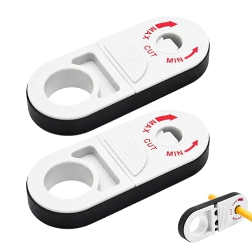 Image of Wire Stripper, Cable Stripper Tool for Electrical Work, 2-Piece Professional Wire Strippers Set, White Ring Design with Blister Card Packaging