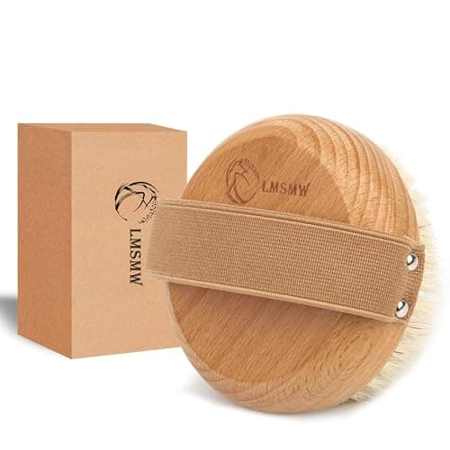 Image of Dry Brushing Body Brush for Lymphatic Drainage – Natural Boar Bristle Exfoliating Dry Skin Brush with Elastic Strap – Improves Circulation, Reduces Cellulite, Soft Firm Exfoliator for Daily or Shower
