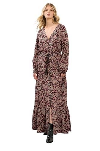 Image of Long Tall Sally - LTS Tall Floral Button Maxi Dress - Women's Black