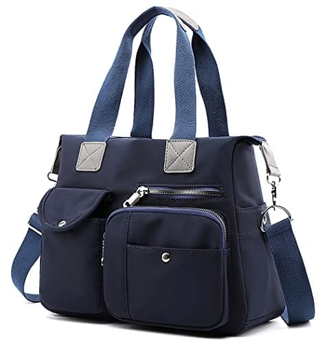 Image of SHIFANQI Tote Bags for Women Stylish Nylon Ladies Shoulder Bag Top Handle Handbag Multi Pockets Work Totes Water Resistant Travel Crossbody Messenger Bag (Navy Blue)
