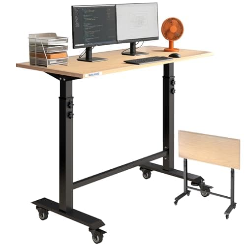 Image of LARBANKE Folding Workbench (115 cm) Maximum Load 363 kg, Mobile Work Table Height Adjustable (85-115 cm), Heavy Duty Table with Wheels & Scale, Tool-free Assembly