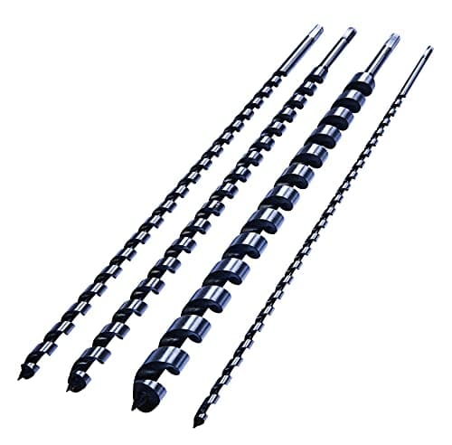 Image of Amtech 4 Piece Auger Bit Set, Extra-Long 600 mm High Carbon Steel, 8/12/16/24 mm for Deep Wood Drilling