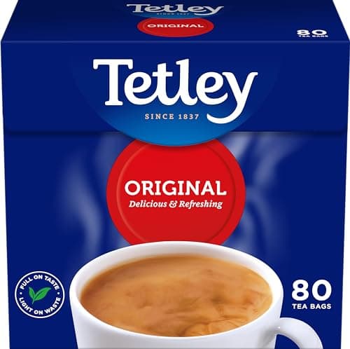 Image of Tetley Original Black Tea Bags - Full Flavoured British Brew - Perfect for Breakfast or Anytime - Rainforest Alliance Certified - 80 Teabags (1 Pack)