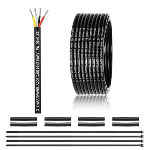 Image of 18 AWG 4×0.75mm² 4 Core 12V 24V Electrical Wire 25FT/7.62M, 18 Gauge 4 Conductor Wire Cable Stranded Tinned Copper PVC Twin Wires for LED Lighting, Outdoor Cable, Automotive, CE Listed