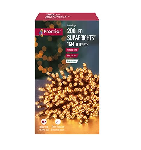 Image of 200 M-A LED Superbrights Timer Lights in Vintage Gold by Premier, Multi Colour Led, (JNS_459906)