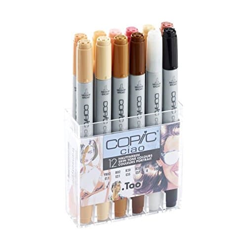 Image of Copic Ciao Coloured Marker Pen - Set of 12 Portrait, For Art & Crafts, Colouring, Graphics, Highlighter, Design, Anime, Professional & Beginners, Art Supplies & Colouring Books