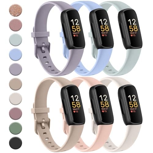 Image of Meliya 6Pack Straps Compatible with Fitbit Inspire 3 for Women Girl Kids, Adjustable Soft Silicone Sport Replacement Wristband for Fitbit Inspire 3 Tracker Straps