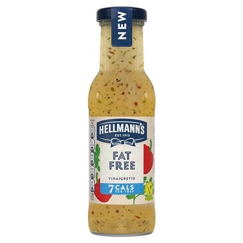Image of Hellmann's Fat Free Vinaigrette vegan salad dressing with only 7 calories per serving for salads and grain bowls 250 ml