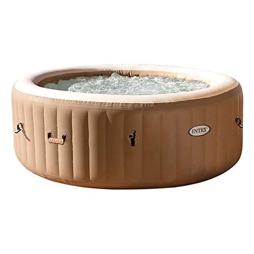 Image of Intex PureSpa Bubble Round 6 Person Inflatable Hot Tub Spa – 140 Bubble Jets, 2200W Heater, Hard Water Treatment, Portable Outdoor Garden Spa, 216cm
