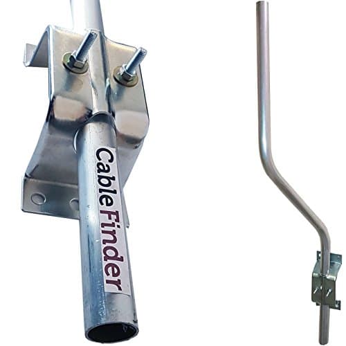 Image of 3’ Cranked ‘SWAN’ Neck Pole/Mast & Wall Clamp Facia Bracket - TV/Sky/Freesat Satellite/Aerial – OUTDOOR RATED Gutter/Loft/Attic/Caravan Mount Kit - Loops