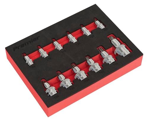 Image of Sealey AK6245 12PC 1/4", 3/8" & 1/2"Sq Drive TRX-Star* Socket Bit Set - Stubby