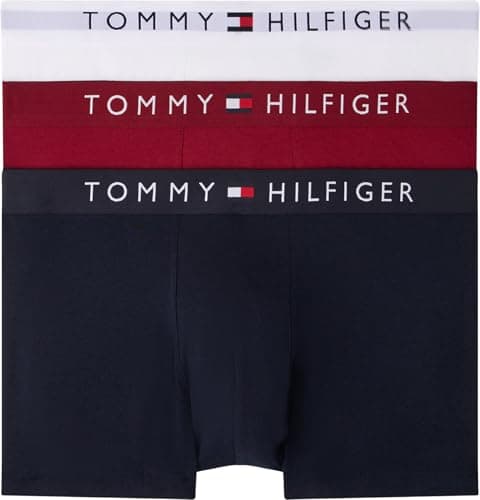 Image of Tommy Hilfiger Men’s 3 Pack Trunks Underwear, Multicolor (Des Sky/White/Rouge), XXL