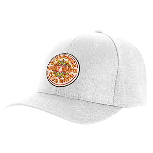 Image of The Beatles Mens Colour Baseball Cap White Drop T Beatles Logo Official