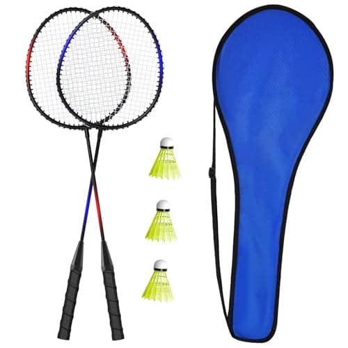 Image of KH 2-4 Player Badminton Rackets Set for Adults Kids,Family Back Garden Sports Games,Racquets,Shuttlecocks & Carry Bag Included