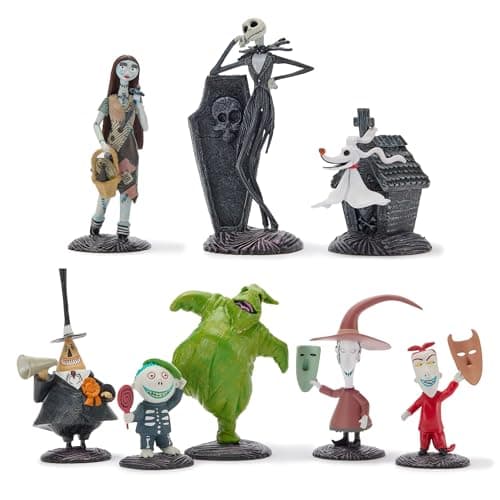 Image of Disney Store Official Tim Burton's The Nightmare Before Christmas Toy Figure Set, 8 Toys including Jack Skellington, Sally, Zero, Oogie Boogie and more, Suitable for Age 3+