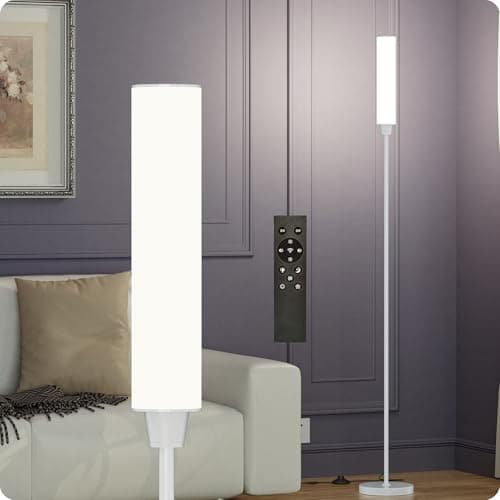 Image of pekipe Dimmable Floor lamp with Remote Control,Floor Lamp for Bedroom Living Room Office,Adjustable Brightness (10%-100%) and Color Temperature (3000k-6000k),LED Corner Lamp with Foot Switch (White)