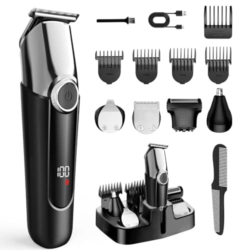 Image of Vexloria Hair Clippers and Beard Trimmer for Men, All-in-One Waterproof Electric Razor & Nose Hair Trimmer with LED Display, Rechargeable Cordless Face & Body Grooming Kit