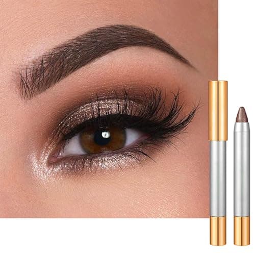 Image of Dark Brown Eyeshadow Stick Cream Eye Shadow, Metallic Deep Brown Glitter Eyeshadows Pencil Crayon, Smooth Portable Easy to Color Smoky Eye Makeup Highly Pigmented Eyeliner