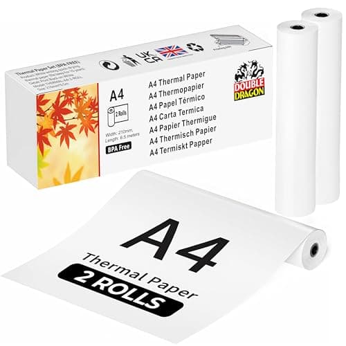 Image of Double Dragon Thermal Printer Paper – 2 Rolls (210mm x 6.5m) | Compatible with Phomemo M832/M833/M834, Munbyn ITP01/ITP04/A40, Peripage, Brother, Vretti & Other Thermal Printers