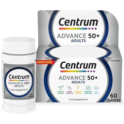 Image of Centrum Advance 50+ Tablets Multivitamin & Mineral Supplements, with 24 essential nutrients, including vitamin D, C, Zinc, 60 ct