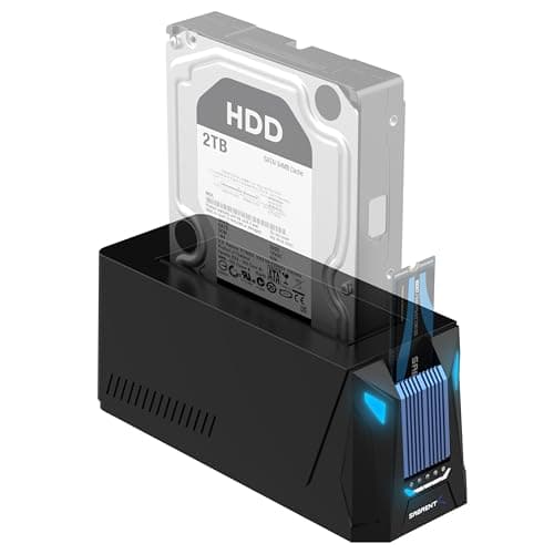 Image of SABRENT USB-C docking station for M.2 NVMe, and SATA 2.5" 3.5" hard drive, SSD HDD & M2 enclosure, 2242, 2260, and 2280 dock with offline cloning + power supply, USB C + A Cables included (DS-UNHC)