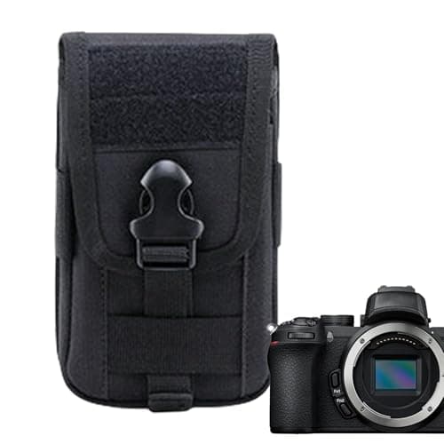 Image of Utility Pouch - Tool Holder for Phone Case, Organisation Pocket with Belt Loop Function | Practical Smartphone Gadget Waist Bag with Attachment Holder For Outdoor Travel Use, Black, verwijzen naar de