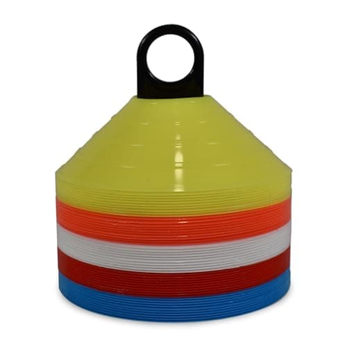 Image of Hy-Pro Training 50 Pack Cones - Football Training Equipment with Carry Bag - Multi-Coloured Football Cones for Sports Drills, Agility & Outdoor Practice