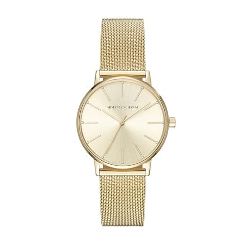 Image of Armani Exchange Lola Womens Quartz Watch with Gold Dial and Gold Stainless Steel Bracelet AX5536