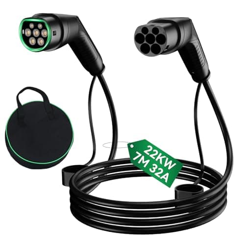 Image of ELECWISH Type 2 Charging Cable, 22KW /32A /3 Phase /7 Meter, Plug-In Fast Ev Charging Cable, Type 2 To Type 2 Car Charging Cable for Electric Vehicles