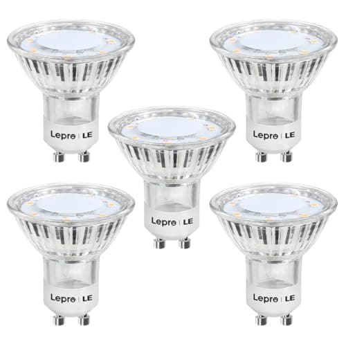 Image of Lepro GU10 LED Bulbs, Warm White 2700K LED Light Bulbs, 35W Halogen Spotlight Equivalent, 3W Energy Saving GU10 Bulbs, 250lm, 100° Beam Angle, Non Dimmable, AC 220-240V, Pack of 5