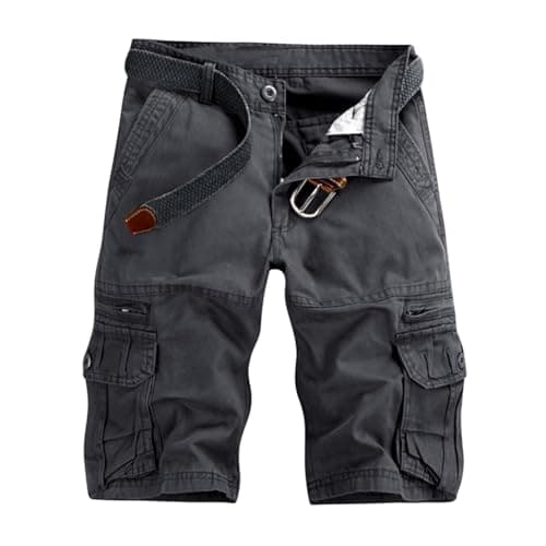 Image of VATINNT Mens Cargo Shorts Cotton Combat Casual Work Shorts with Zipper Pockets No Belt K038 Gray 38
