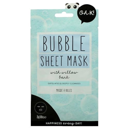 Image of Oh K! Bubble Sheet Mask for Oily Combination Skin, Cleansing and Pore Minimising Facial Mask, Vegan and Cruelty Free, 31g